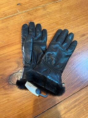 New! WILSON LEATHER Women's Black Thinsulate Lined Leather 5-Finger Gloves